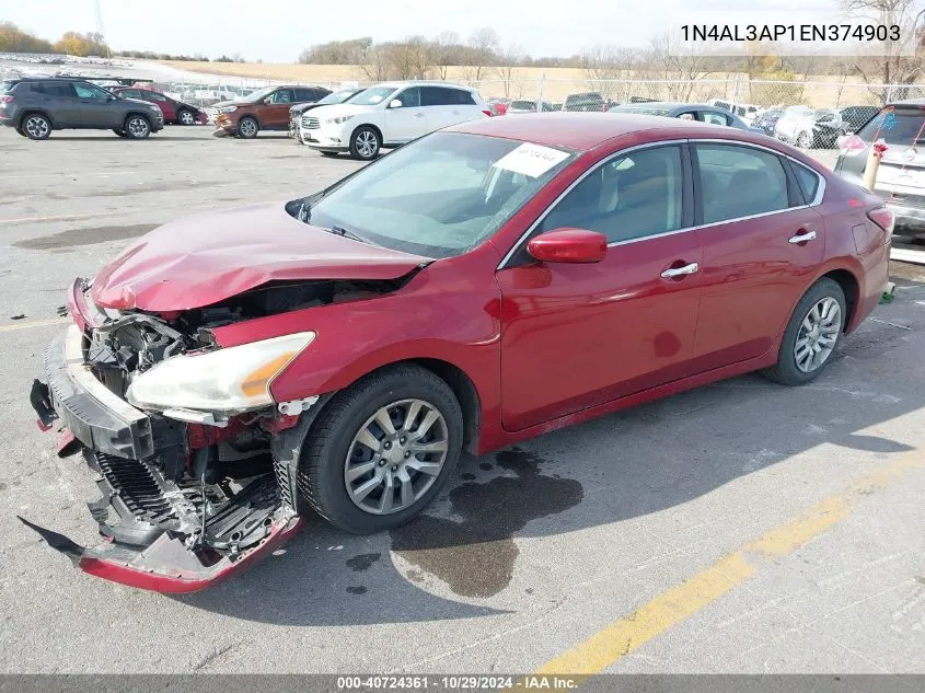 2014 Nissan Altima 2.5/2.5 S/2.5 Sl/2.5 Sv VIN: 1N4AL3AP1EN374903 Lot: 40724361