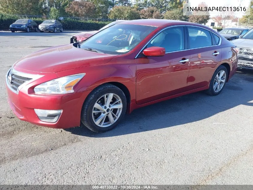 2014 Nissan Altima 2.5 Sv VIN: 1N4AL3AP4EC113616 Lot: 40733022