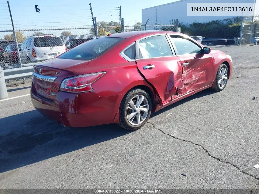 2014 Nissan Altima 2.5 Sv VIN: 1N4AL3AP4EC113616 Lot: 40733022