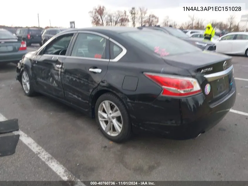 2014 Nissan Altima 2.5 Sv VIN: 1N4AL3AP1EC151028 Lot: 40760736