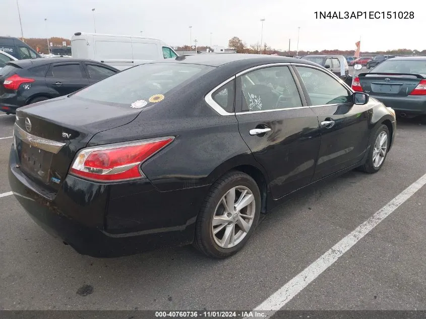 2014 Nissan Altima 2.5 Sv VIN: 1N4AL3AP1EC151028 Lot: 40760736