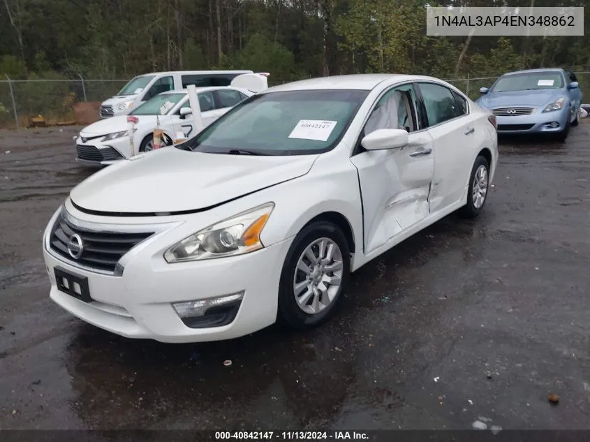 2014 Nissan Altima 2.5/2.5 S/2.5 Sl/2.5 Sv VIN: 1N4AL3AP4EN348862 Lot: 40842147