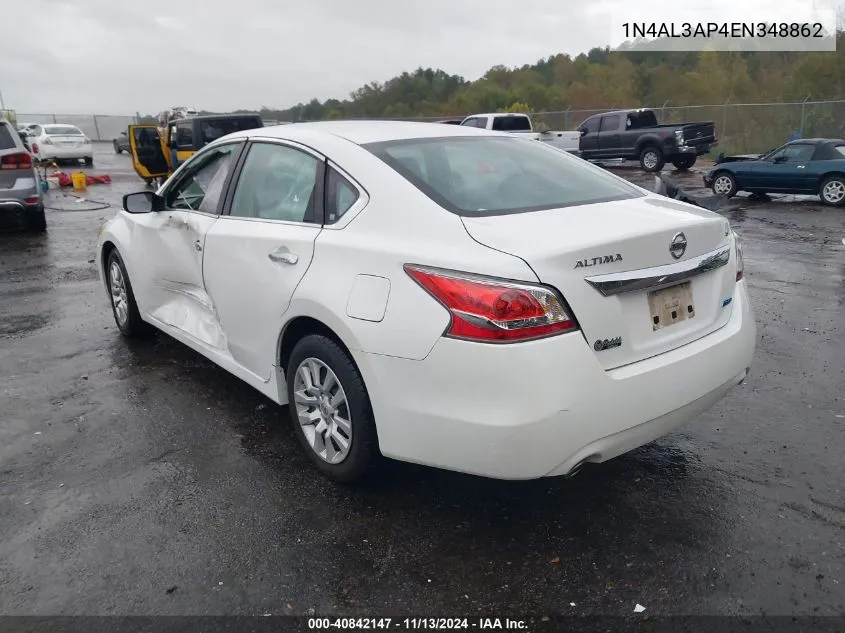 2014 Nissan Altima 2.5/2.5 S/2.5 Sl/2.5 Sv VIN: 1N4AL3AP4EN348862 Lot: 40842147