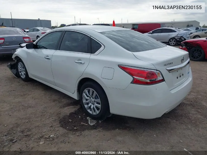 2014 Nissan Altima 2.5 S VIN: 1N4AL3AP3EN230155 Lot: 40853960