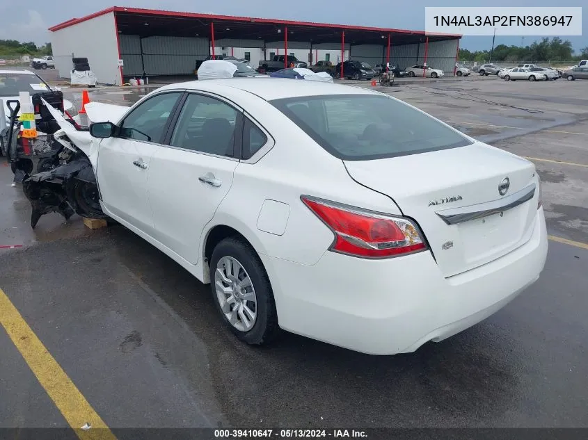 2015 Nissan Altima 2.5/2.5 S/2.5 Sl/2.5 Sv VIN: 1N4AL3AP2FN386947 Lot: 39410647