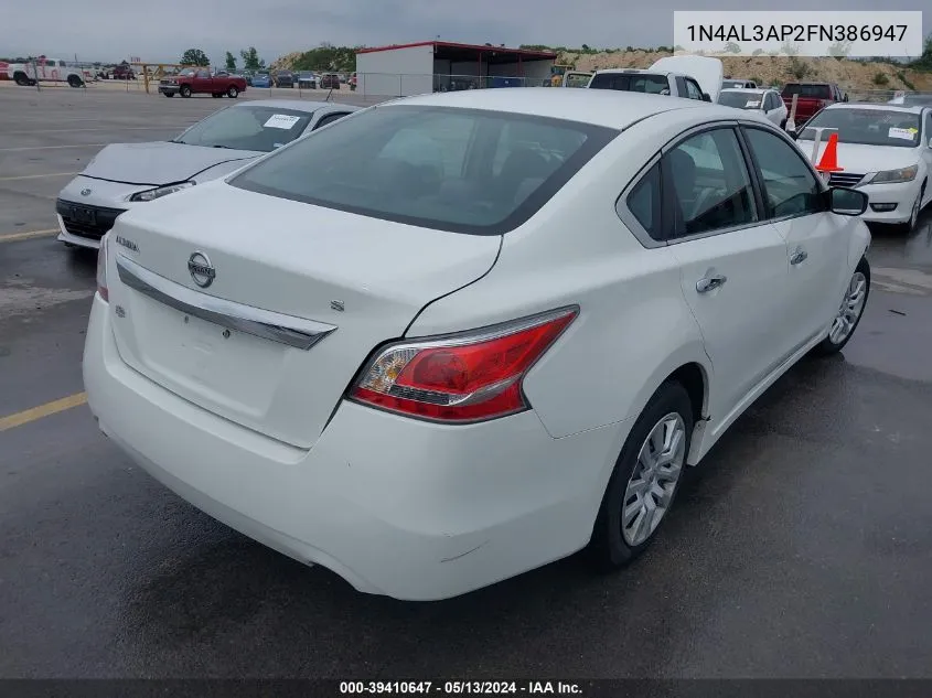 2015 Nissan Altima 2.5/2.5 S/2.5 Sl/2.5 Sv VIN: 1N4AL3AP2FN386947 Lot: 39410647