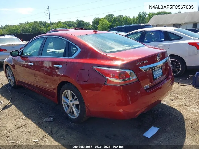 2015 Nissan Altima 2.5 Sv VIN: 1N4AL3AP5FC567035 Lot: 39513087