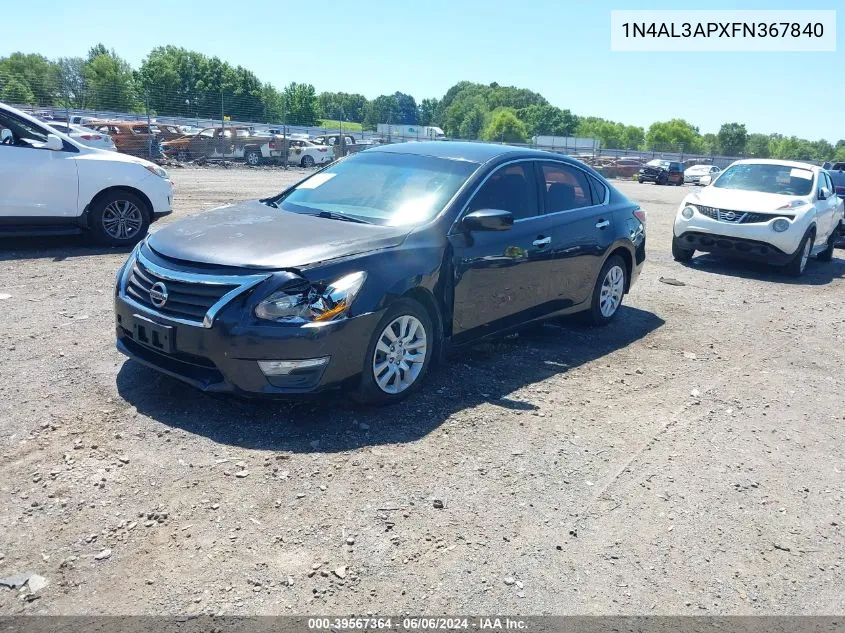 2015 Nissan Altima 2.5 S VIN: 1N4AL3APXFN367840 Lot: 39567364