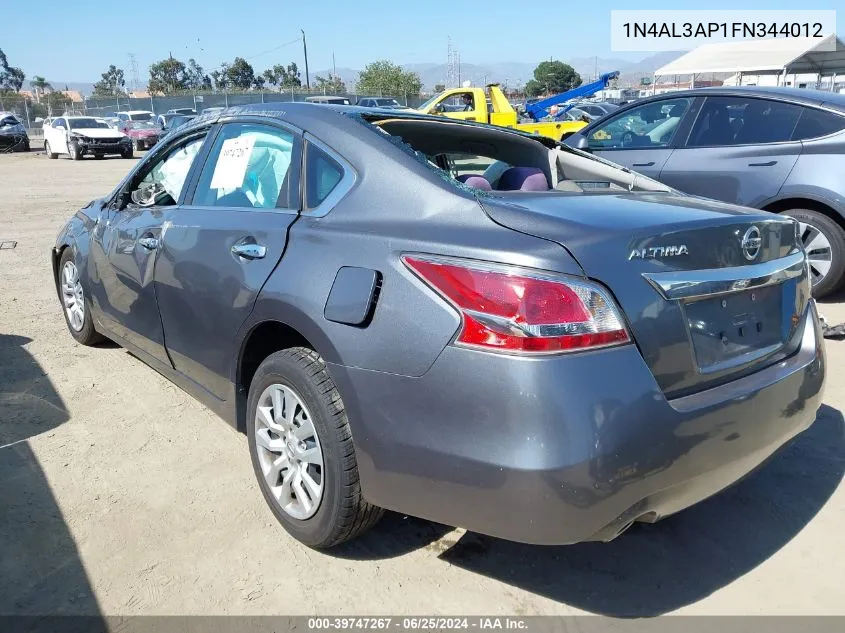 2015 Nissan Altima VIN: 1N4AL3AP1FN344012 Lot: 39747267