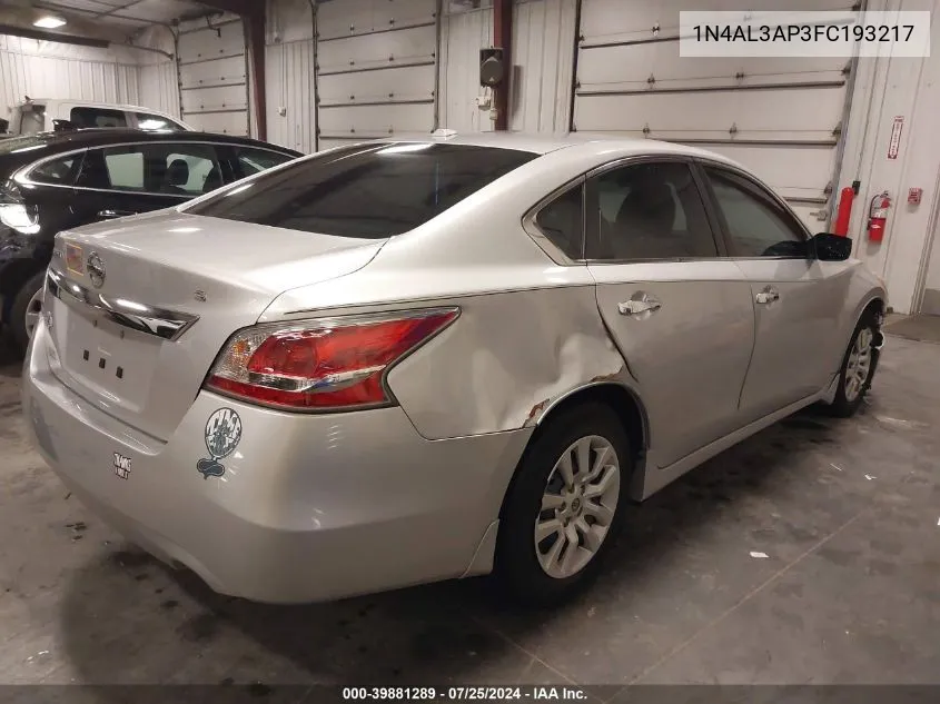 2015 Nissan Altima 2.5 S VIN: 1N4AL3AP3FC193217 Lot: 39881289