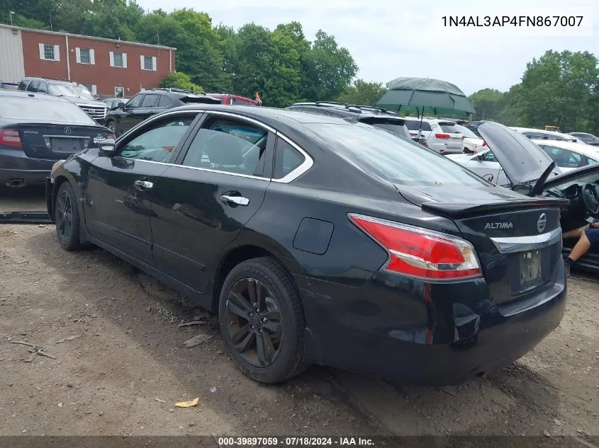 2015 Nissan Altima 2.5 Sl VIN: 1N4AL3AP4FN867007 Lot: 39897059