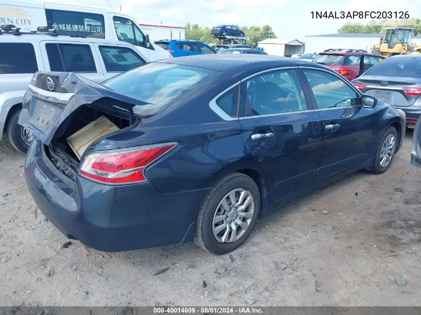 2015 Nissan Altima 2.5 S VIN: 1N4AL3AP8FC203126 Lot: 40014609