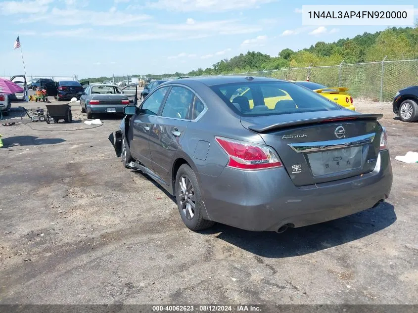 2015 Nissan Altima 2.5 S VIN: 1N4AL3AP4FN920000 Lot: 40062623