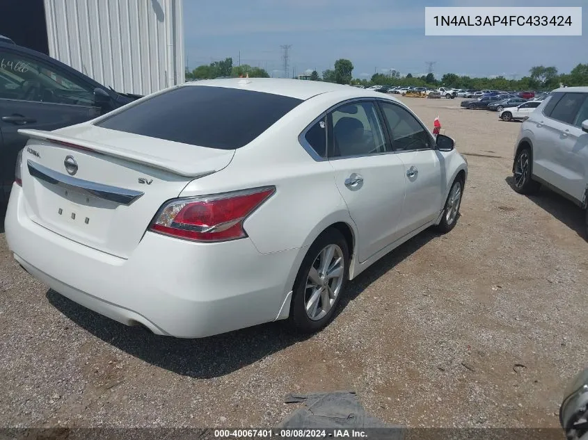 2015 Nissan Altima 2.5 Sv VIN: 1N4AL3AP4FC433424 Lot: 40067401