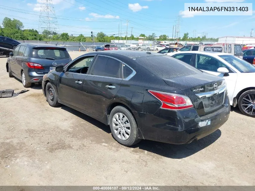 2015 Nissan Altima 2.5 S VIN: 1N4AL3AP6FN331403 Lot: 40086107