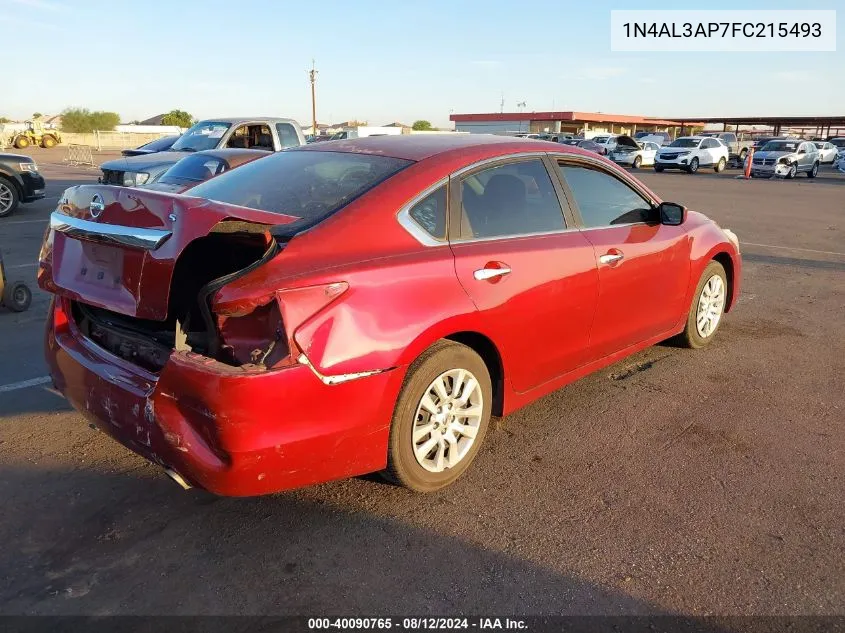 2015 Nissan Altima 2.5 S VIN: 1N4AL3AP7FC215493 Lot: 40090765