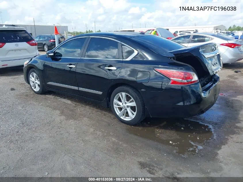 2015 Nissan Altima 2.5 Sv VIN: 1N4AL3AP7FC196038 Lot: 40153036