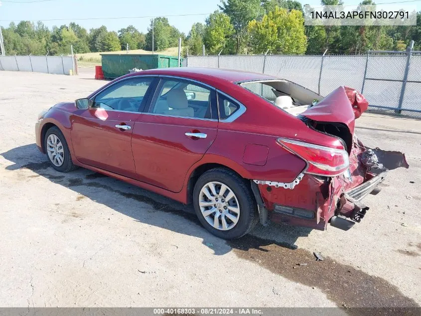 2015 Nissan Altima 2.5/2.5 S/2.5 Sl/2.5 Sv VIN: 1N4AL3AP6FN302791 Lot: 40168303