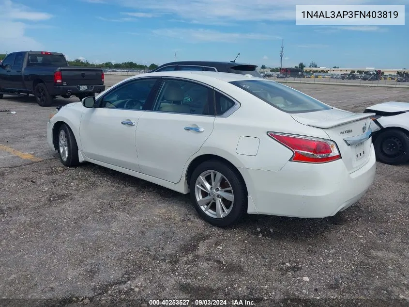 2015 Nissan Altima 2.5 Sl VIN: 1N4AL3AP3FN403819 Lot: 40253527