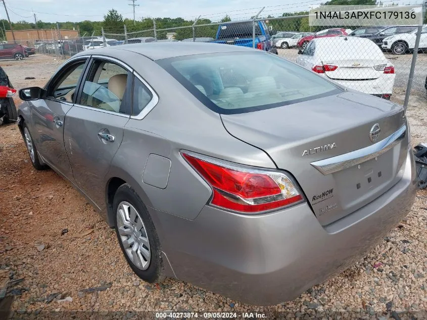 2015 Nissan Altima 2.5/S/Sv/Sl VIN: 1N4AL3APXFC179136 Lot: 40273874