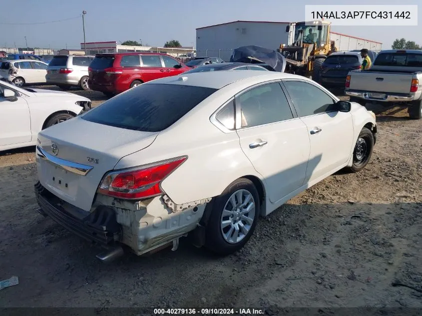 2015 Nissan Altima 2.5 S VIN: 1N4AL3AP7FC431442 Lot: 40279136