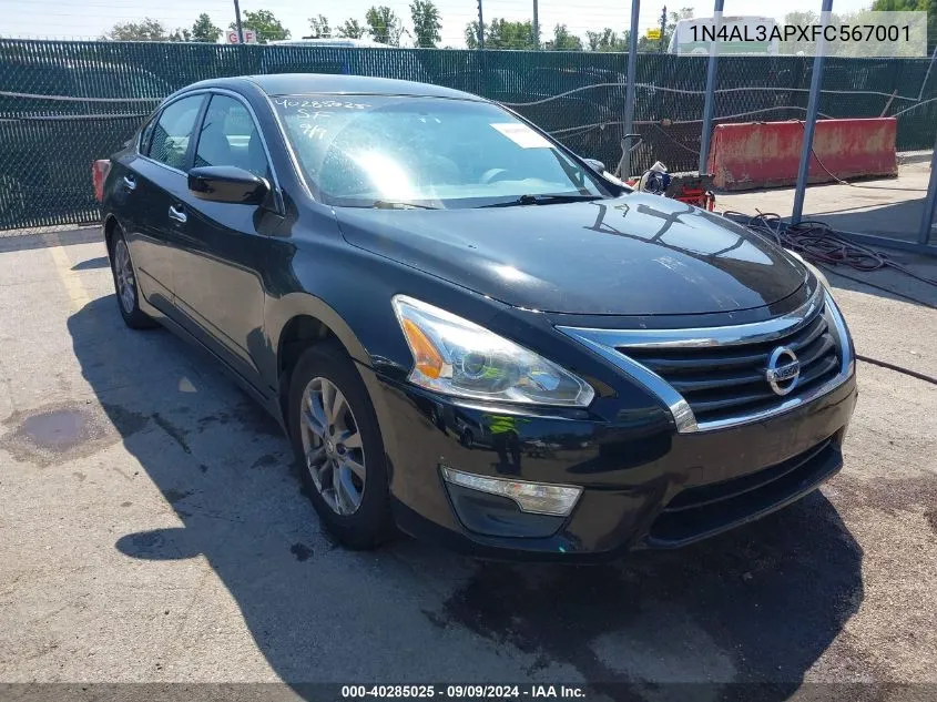 2015 Nissan Altima 2.5 S VIN: 1N4AL3APXFC567001 Lot: 40285025