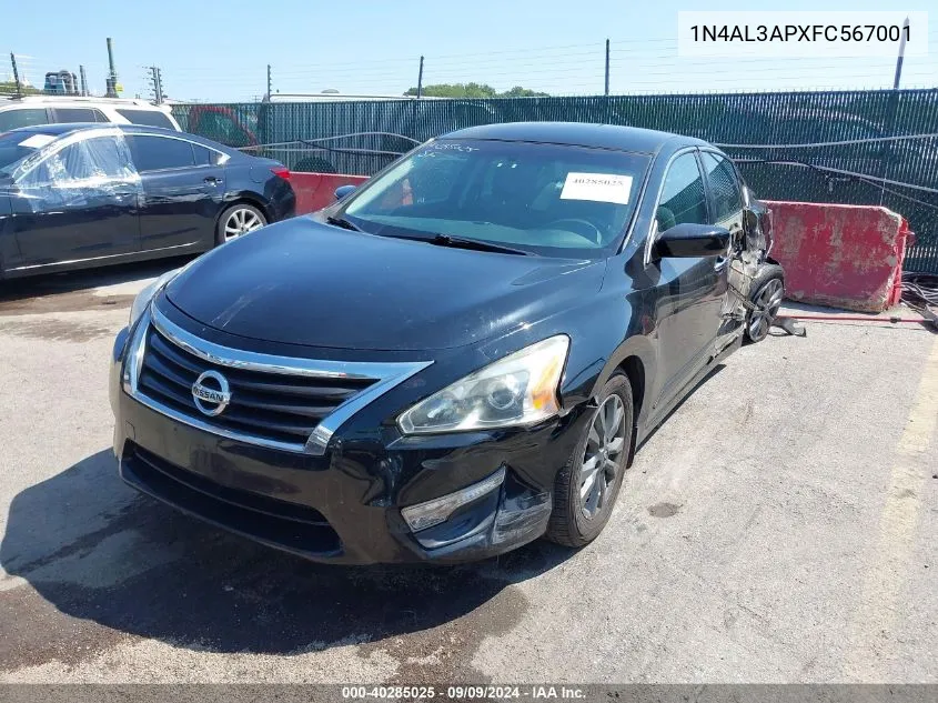 2015 Nissan Altima 2.5 S VIN: 1N4AL3APXFC567001 Lot: 40285025