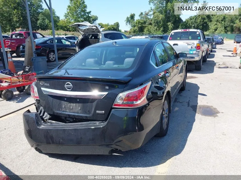 2015 Nissan Altima 2.5 S VIN: 1N4AL3APXFC567001 Lot: 40285025