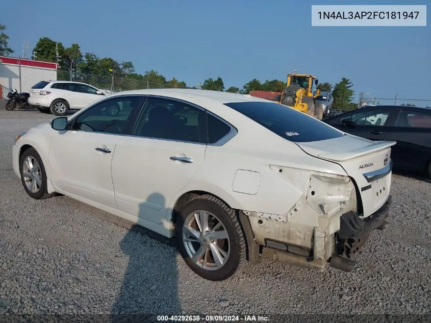 2015 Nissan Altima 2.5 Sv VIN: 1N4AL3AP2FC181947 Lot: 40292638