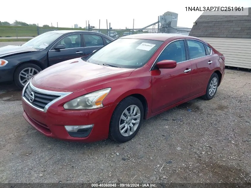 2015 Nissan Altima 2.5/2.5 S/2.5 Sl/2.5 Sv VIN: 1N4AL3AP7FC251961 Lot: 40360045