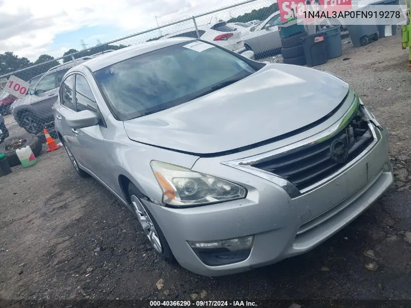 2015 Nissan Altima 2.5 S VIN: 1N4AL3AP0FN919278 Lot: 40366290