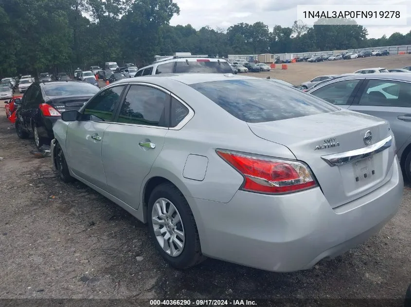 2015 Nissan Altima 2.5 S VIN: 1N4AL3AP0FN919278 Lot: 40366290