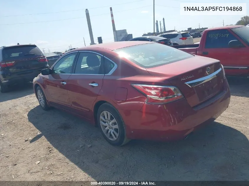 2015 Nissan Altima 2.5 S VIN: 1N4AL3AP5FC194868 Lot: 40390020