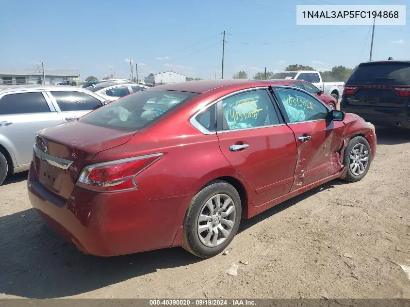 2015 Nissan Altima 2.5 S VIN: 1N4AL3AP5FC194868 Lot: 40390020