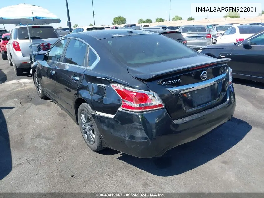 2015 Nissan Altima 2.5 S VIN: 1N4AL3AP5FN922001 Lot: 40412867