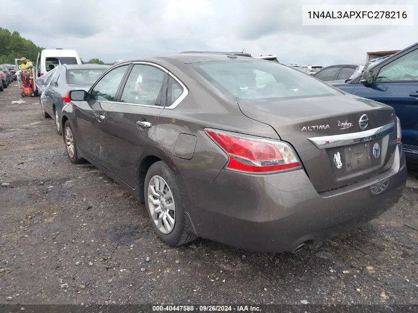 2015 Nissan Altima 2.5 S VIN: 1N4AL3APXFC278216 Lot: 40447588