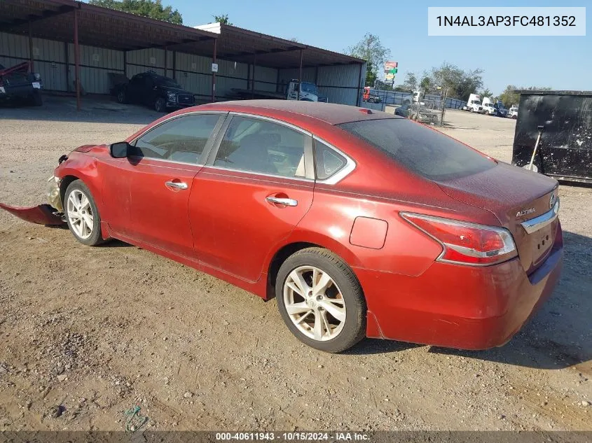 2015 Nissan Altima 2.5 Sv VIN: 1N4AL3AP3FC481352 Lot: 40611943