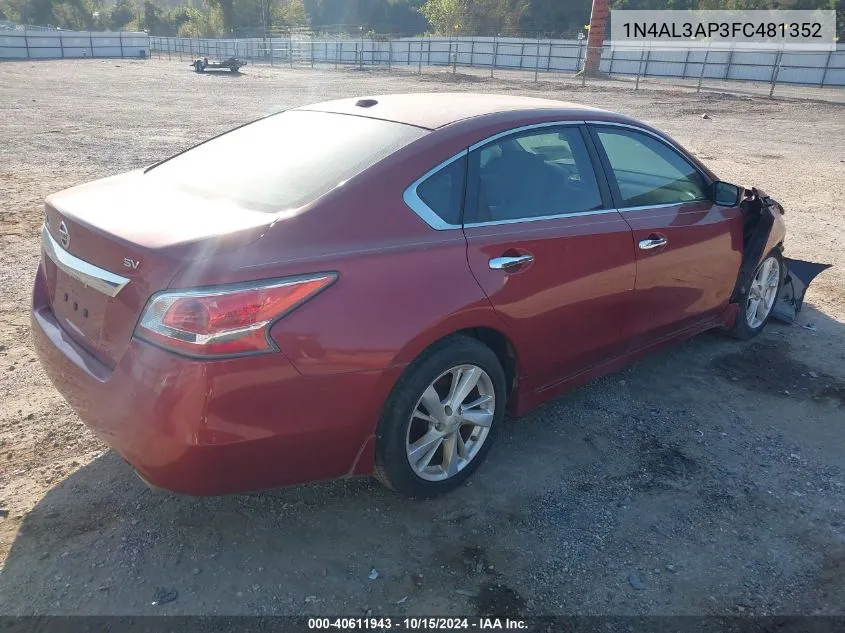 2015 Nissan Altima 2.5 Sv VIN: 1N4AL3AP3FC481352 Lot: 40611943