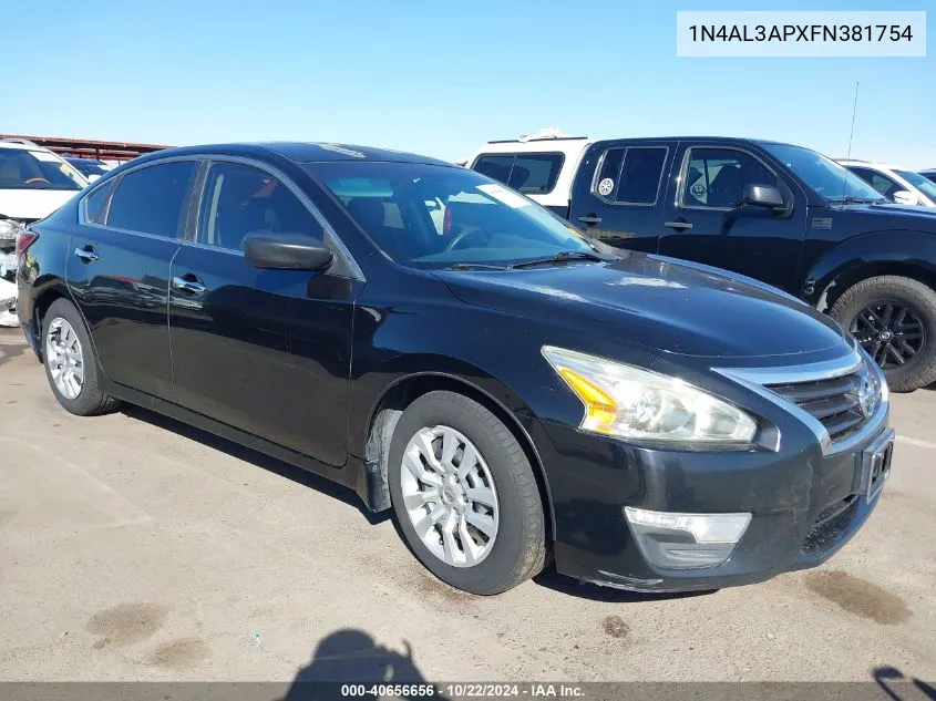 2015 Nissan Altima 2.5 S VIN: 1N4AL3APXFN381754 Lot: 40656656