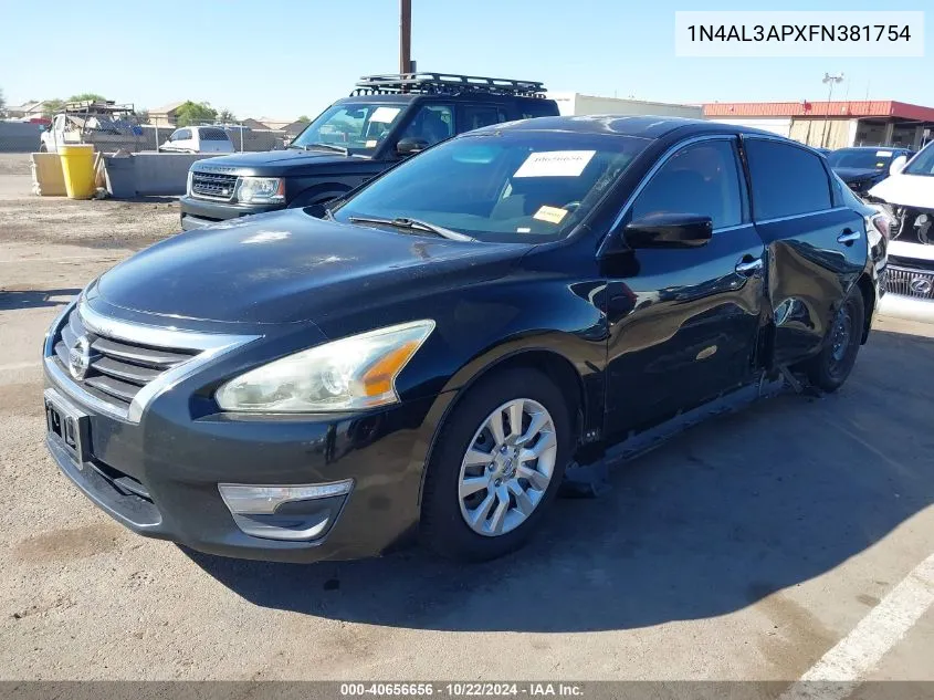 2015 Nissan Altima 2.5 S VIN: 1N4AL3APXFN381754 Lot: 40656656