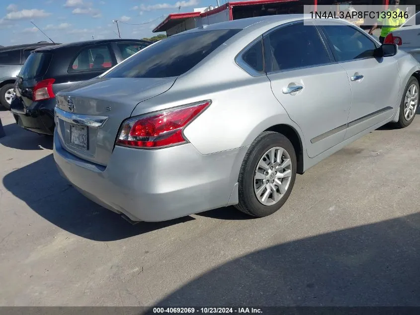 2015 Nissan Altima 2.5 S VIN: 1N4AL3AP8FC139346 Lot: 40692069