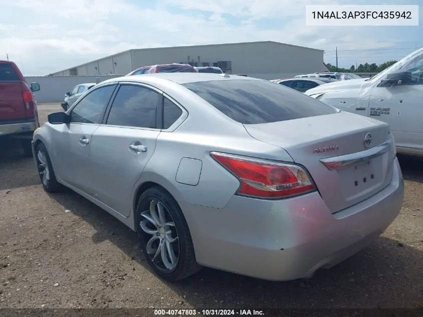 2015 Nissan Altima 2.5/2.5 S/2.5 Sl/2.5 Sv VIN: 1N4AL3AP3FC435942 Lot: 40747803