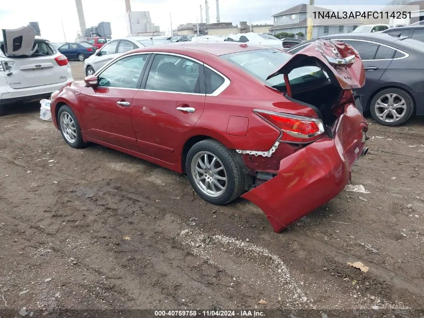 2015 Nissan Altima 2.5/S/Sv/Sl VIN: 1N4AL3AP4FC114251 Lot: 40759758