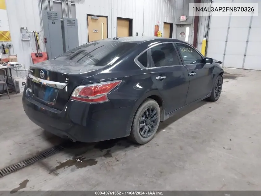 2015 Nissan Altima 2.5/2.5 S/2.5 Sl/2.5 Sv VIN: 1N4AL3AP2FN870326 Lot: 40761552