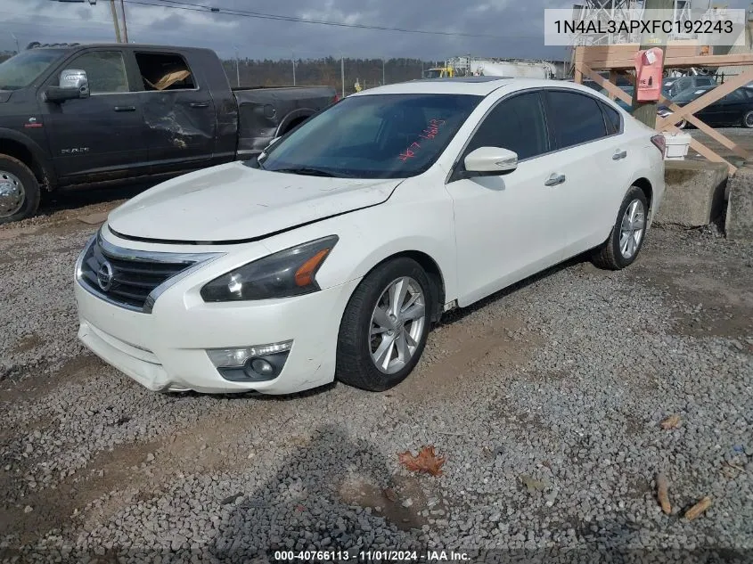 2015 Nissan Altima 2.5 Sv VIN: 1N4AL3APXFC192243 Lot: 40766113