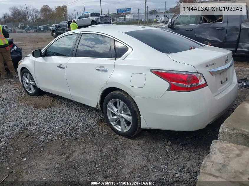 2015 Nissan Altima 2.5 Sv VIN: 1N4AL3APXFC192243 Lot: 40766113