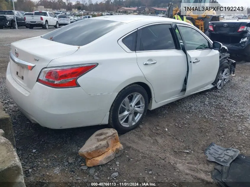 2015 Nissan Altima 2.5 Sv VIN: 1N4AL3APXFC192243 Lot: 40766113