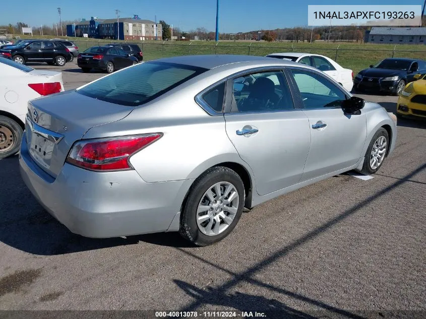 2015 Nissan Altima 2.5 S VIN: 1N4AL3APXFC193263 Lot: 40813078