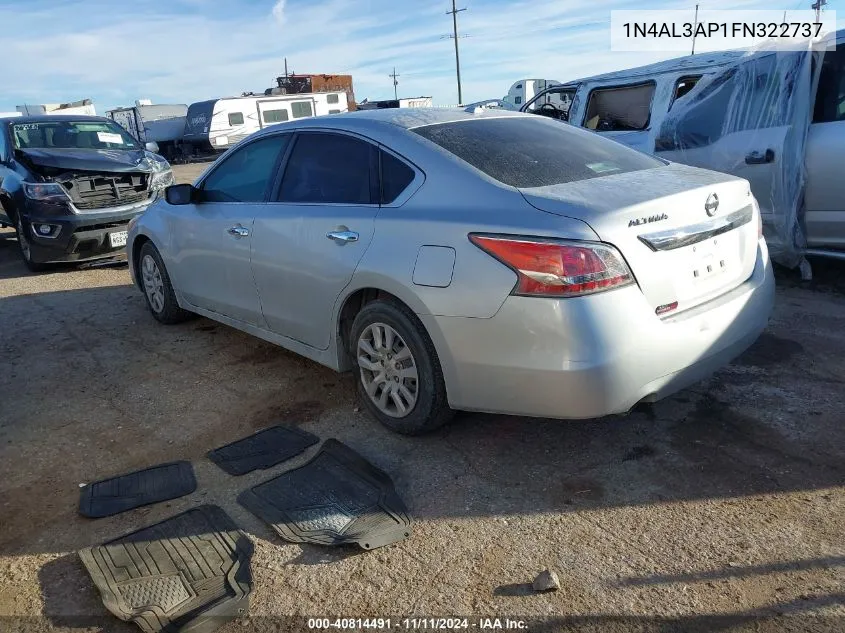 2015 Nissan Altima 2.5/2.5 S/2.5 Sl/2.5 Sv VIN: 1N4AL3AP1FN322737 Lot: 40814491