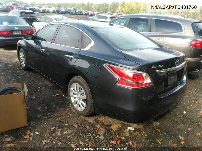 2015 Nissan Altima 2.5 S VIN: 1N4AL3APXFC431760 Lot: 40826463